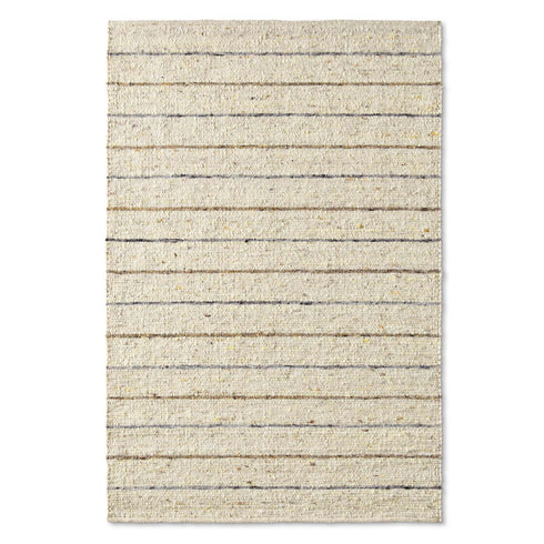 Wollteppich Natur | Reine Schur-Wolle Handweb Teppich gestreift | Grau